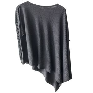 Laura Plus Women's Black Asymmetrical Knit Poncho Sweater Size X-1X